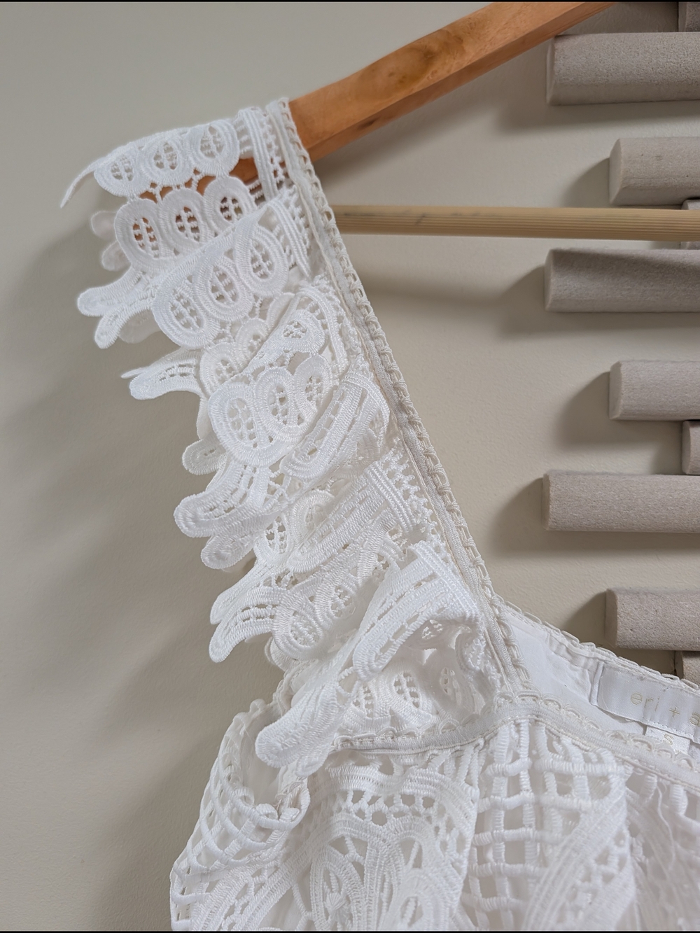 Anthro White Crochet Ruffle Strap Tank Top - Picture 11 of 15